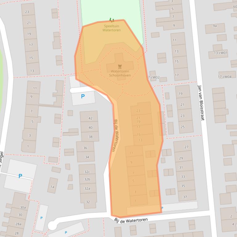 Kaart van postcodegebied 2871SW.