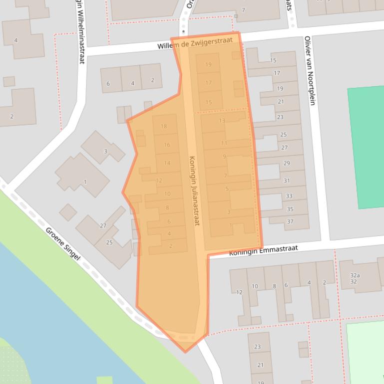 Kaart van postcodegebied 2871TE.