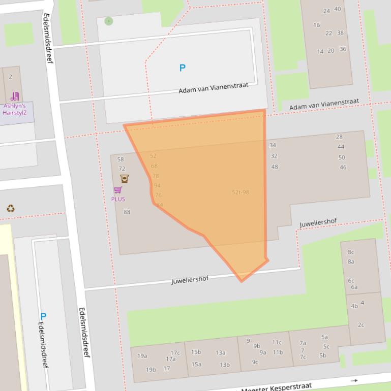 Kaart van postcodegebied 2871VW.