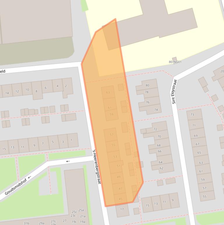 Kaart van postcodegebied 2871WD.