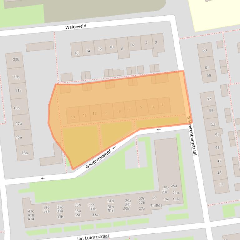 Kaart van postcodegebied 2871WJ.