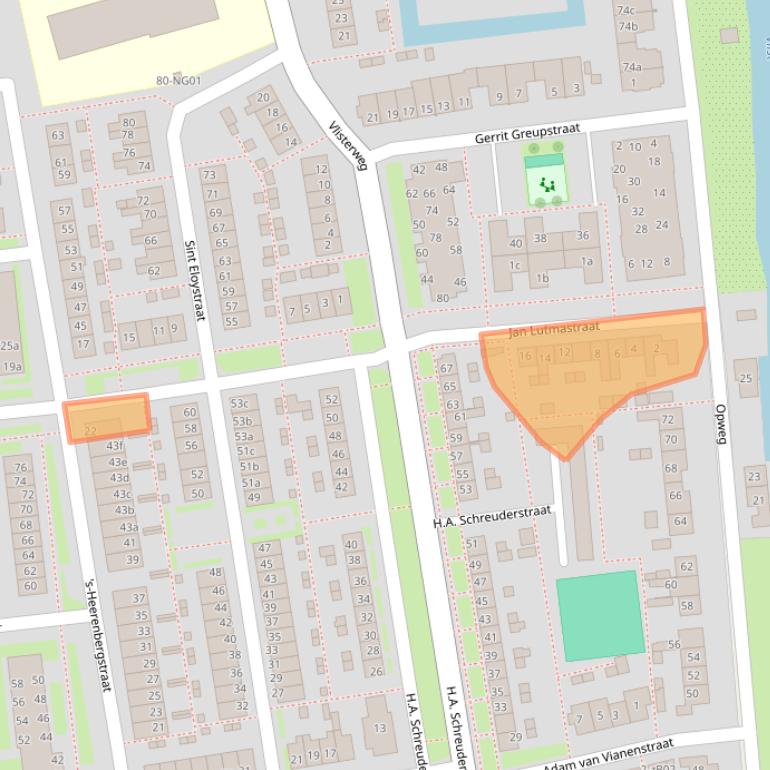 Kaart van postcodegebied 2871WP.