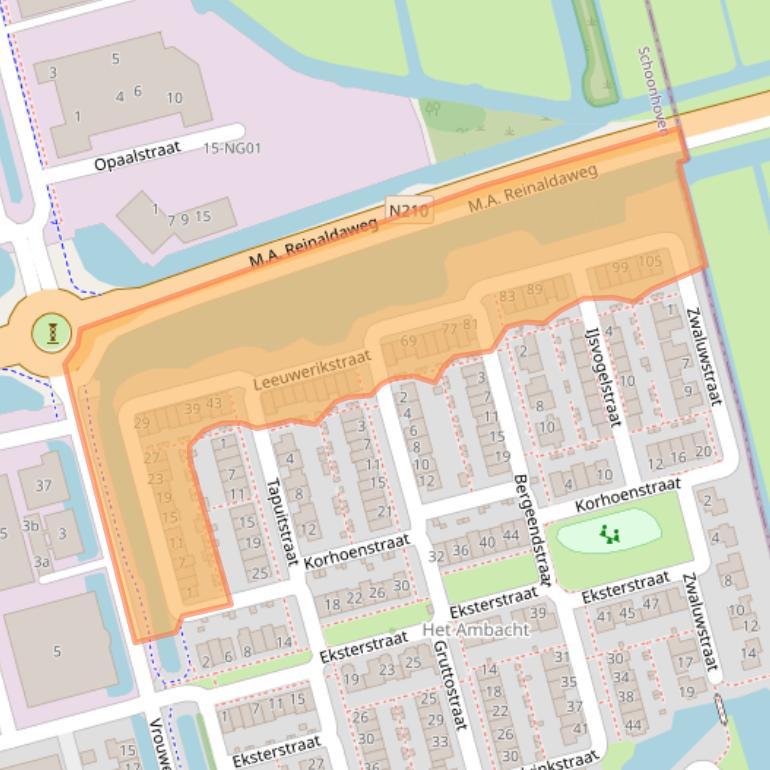 Kaart van postcodegebied 2872AA.