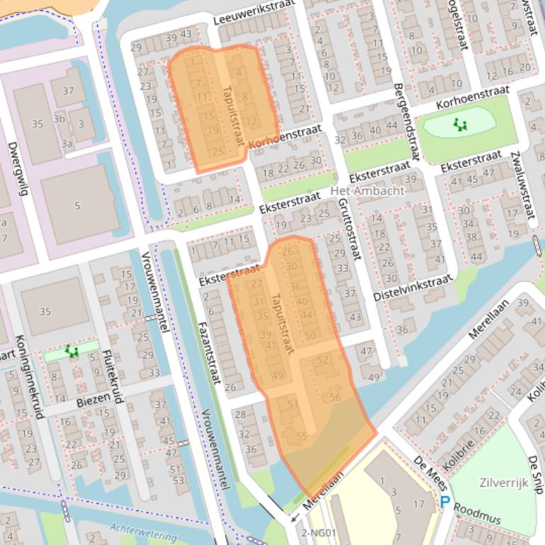 Kaart van postcodegebied 2872AB.