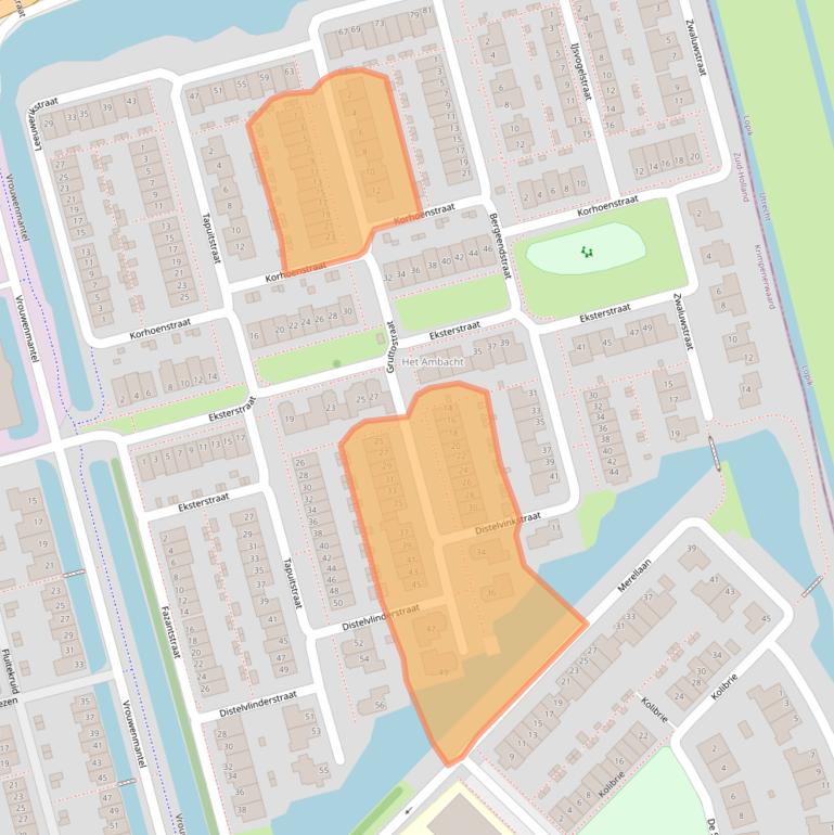 Kaart van postcodegebied 2872AC.