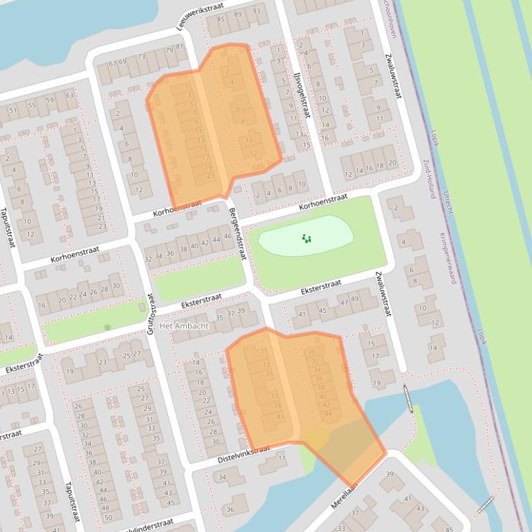 Kaart van postcodegebied 2872AD.