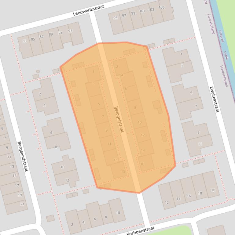 Kaart van postcodegebied 2872AE.