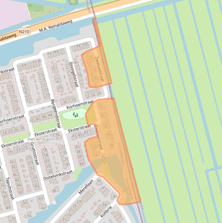 Kaart van postcodegebied 2872AG.