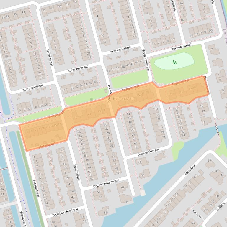 Kaart van postcodegebied 2872AJ.