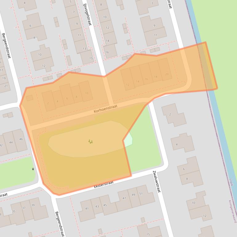Kaart van postcodegebied 2872AW.