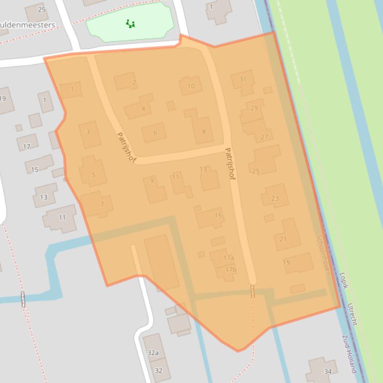 Kaart van postcodegebied 2872BD.