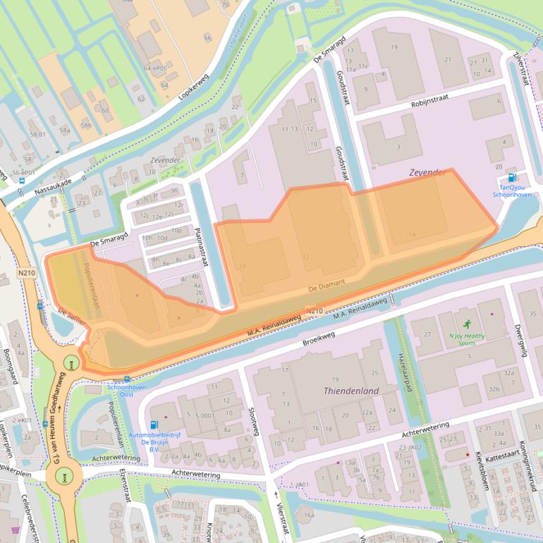 Kaart van postcodegebied 2872ZZ.