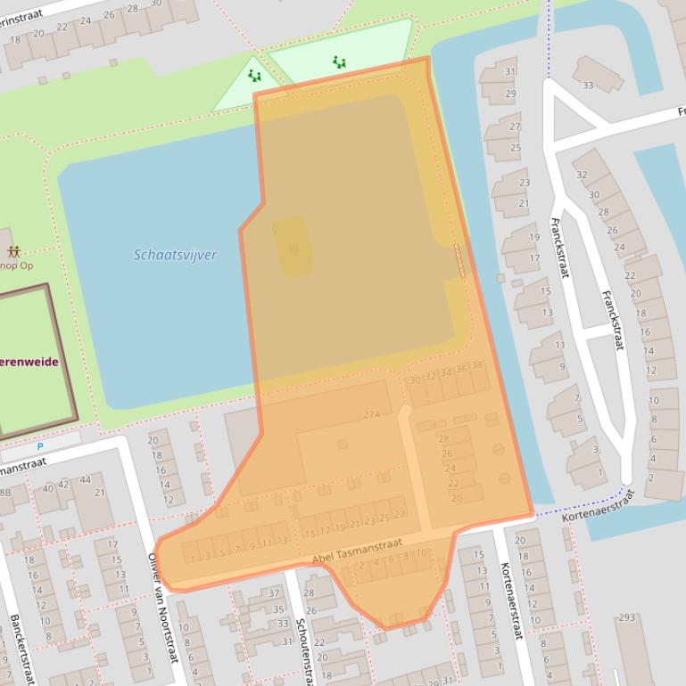 Kaart van postcodegebied 2901AA.