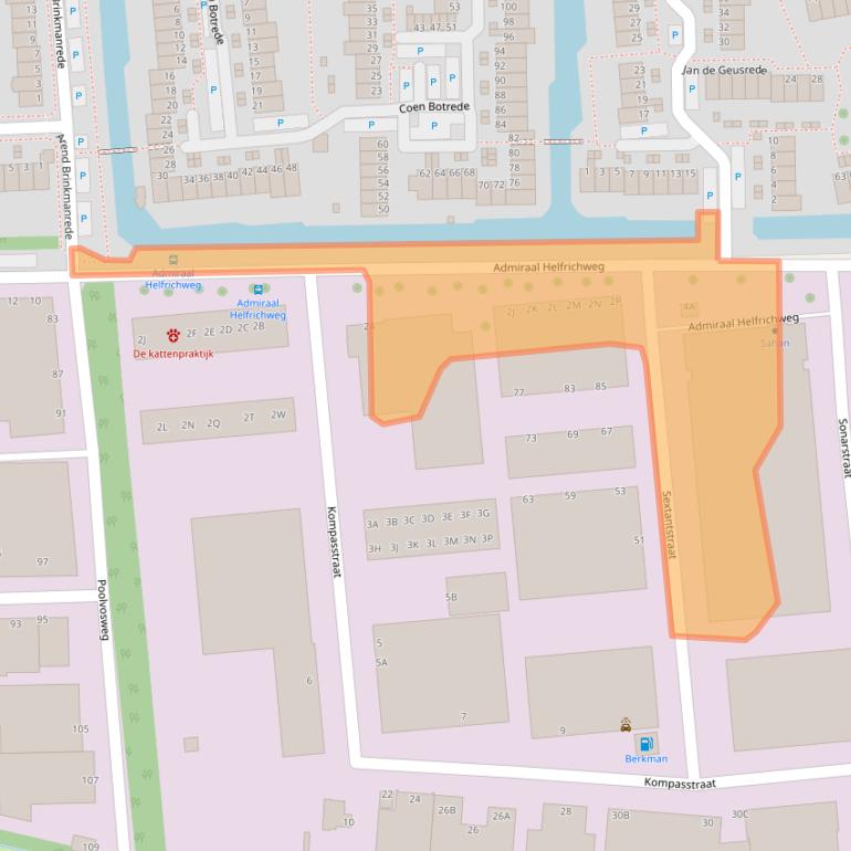 Kaart van postcodegebied 2901AB.