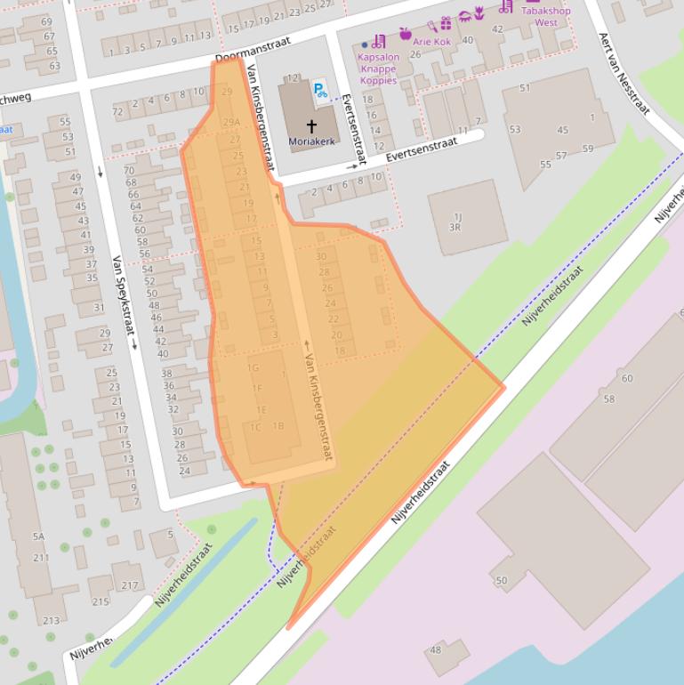 Kaart van postcodegebied 2901BA.