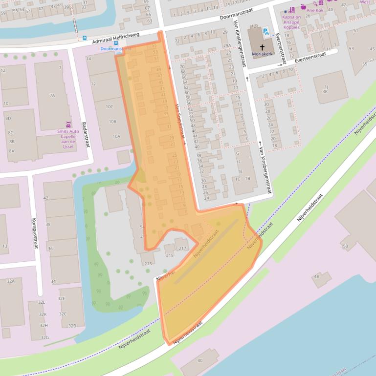 Kaart van postcodegebied 2901BB.