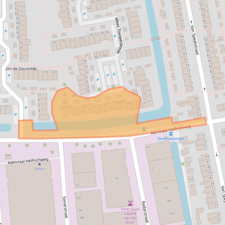 Kaart van postcodegebied 2901CV.