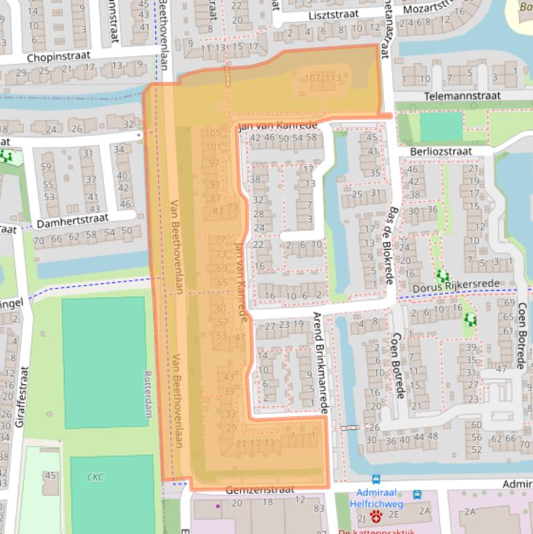 Kaart van postcodegebied 2901TA.