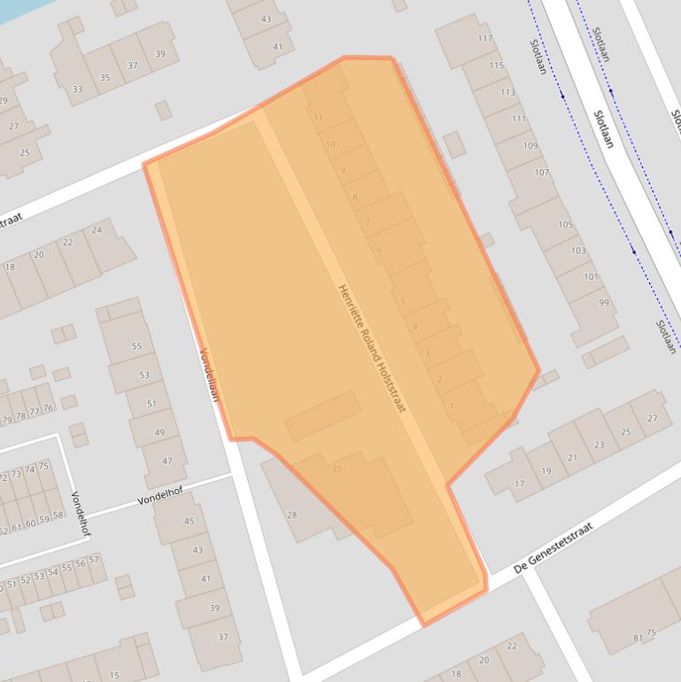 Kaart van postcodegebied 2902AE.