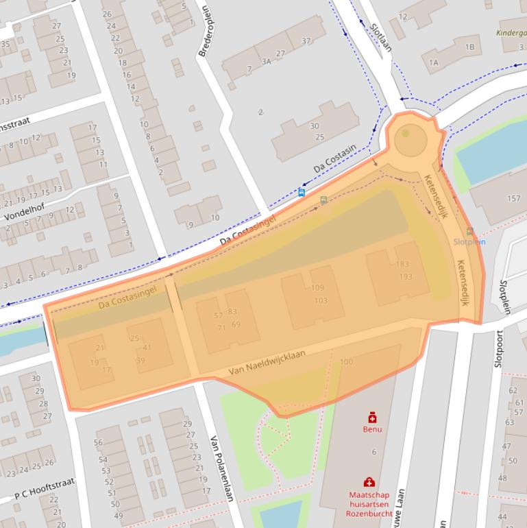 Kaart van postcodegebied 2902BE.