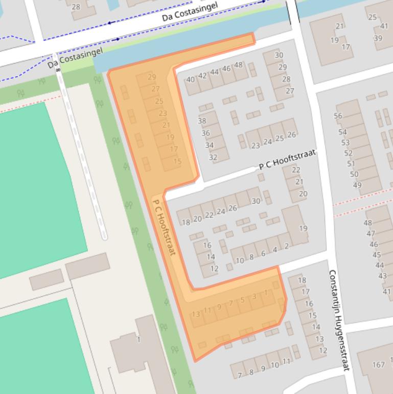 Kaart van postcodegebied 2902BJ.