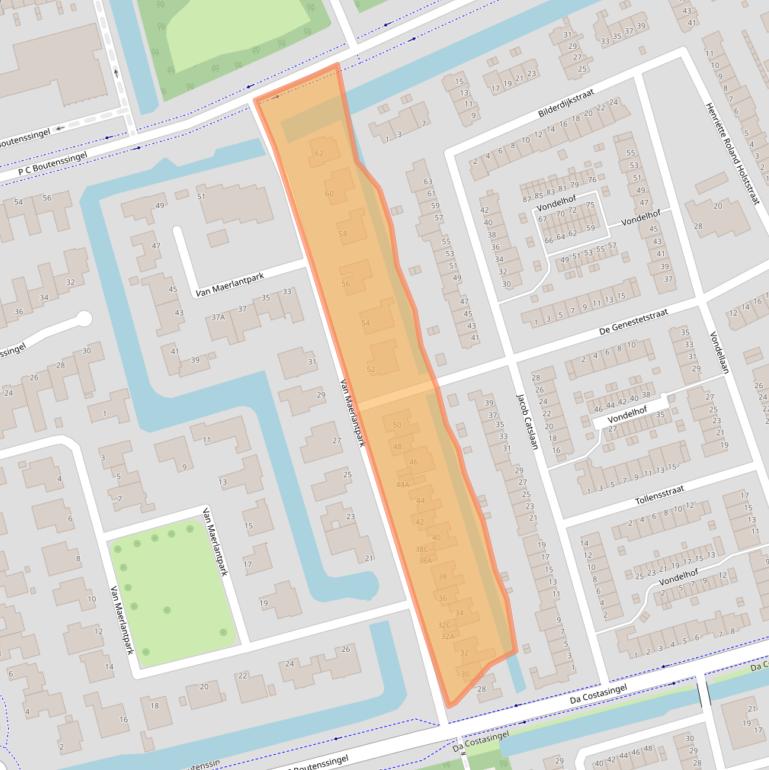 Kaart van postcodegebied 2902BT.