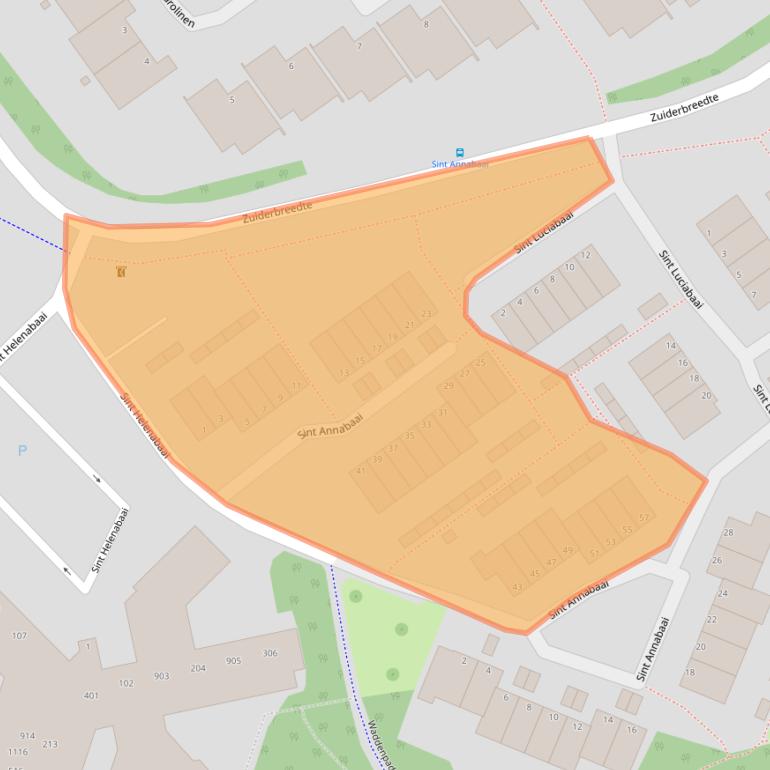 Kaart van postcodegebied 2904AA.