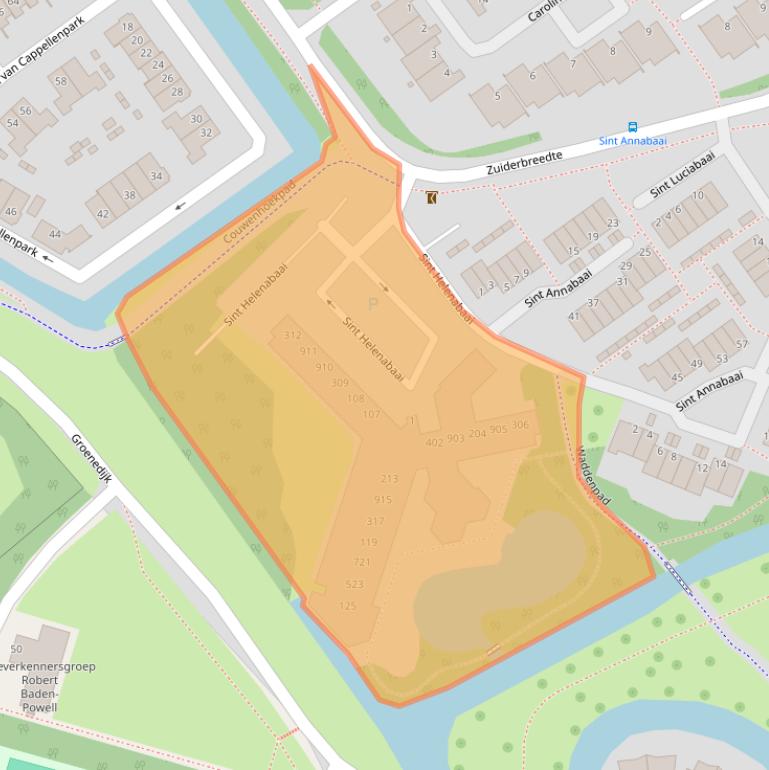 Kaart van postcodegebied 2904AE.