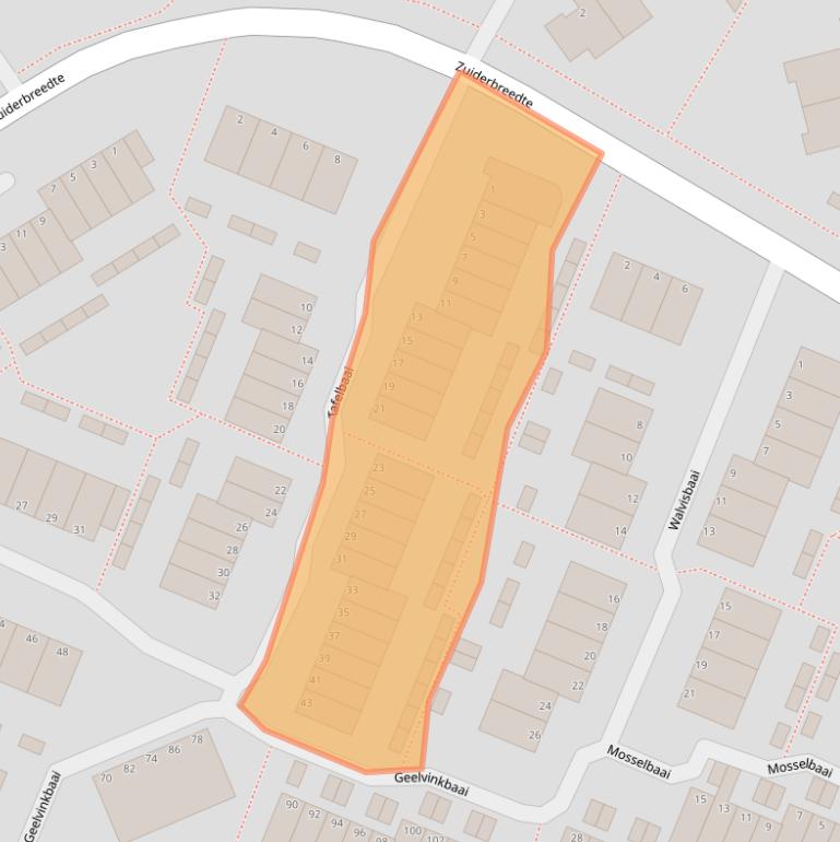 Kaart van postcodegebied 2904BJ.