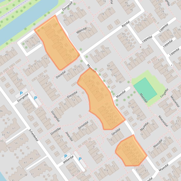 Kaart van postcodegebied 2904CP.