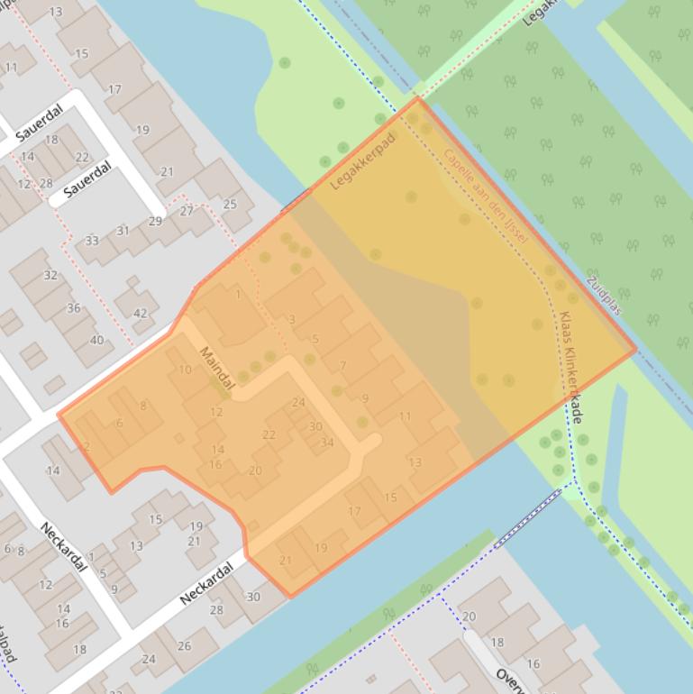 Kaart van postcodegebied 2904CS.