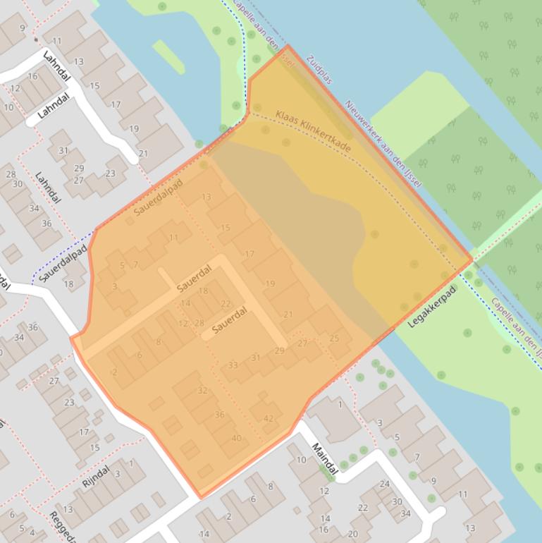 Kaart van postcodegebied 2904DE.