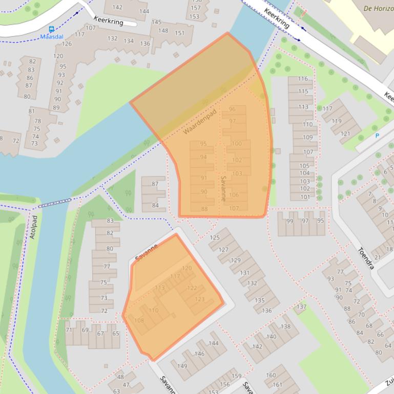 Kaart van postcodegebied 2904TD.