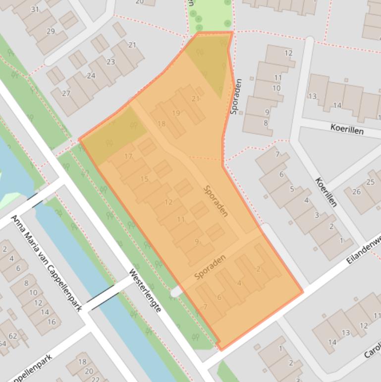 Kaart van postcodegebied 2904VP.