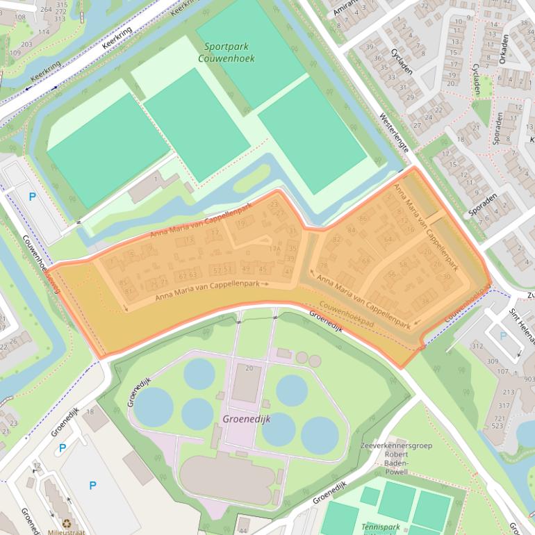 Kaart van postcodegebied 2904VR.