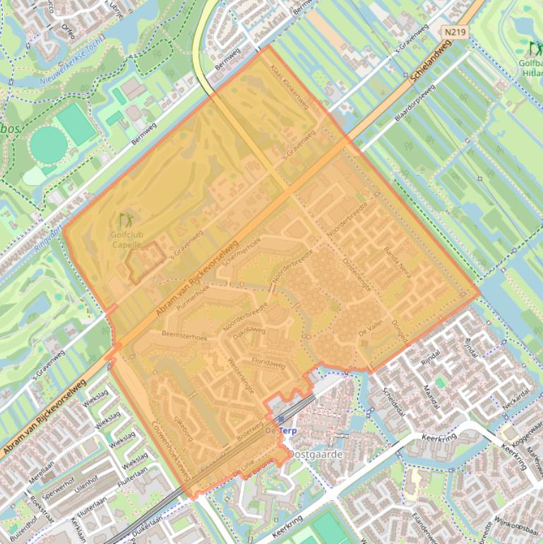 Kaart van postcodegebied 2905.