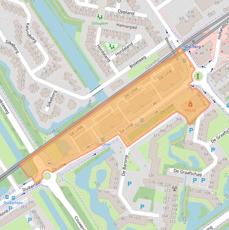 Kaart van postcodegebied 2905AX.