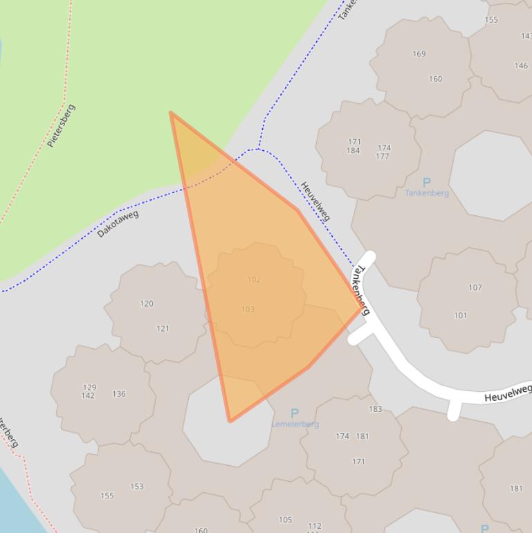 Kaart van postcodegebied 2905NJ.