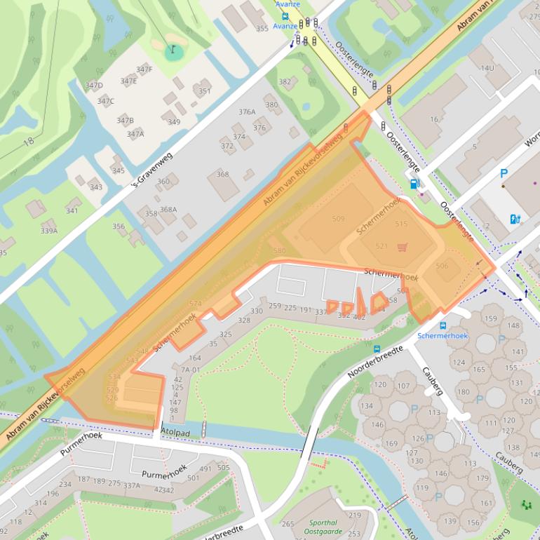 Kaart van postcodegebied 2905TW.