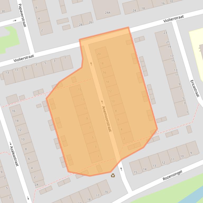 Kaart van postcodegebied 2906CA.