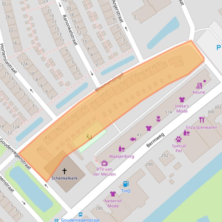 Kaart van postcodegebied 2906CD.