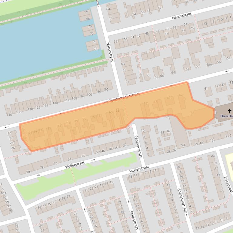 Kaart van postcodegebied 2906CL.
