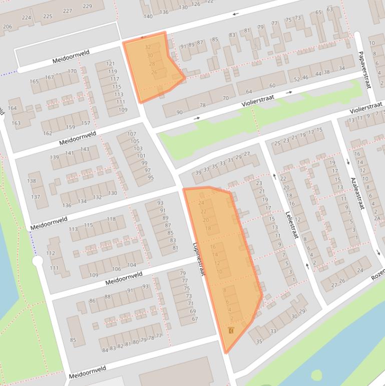 Kaart van postcodegebied 2906CT.