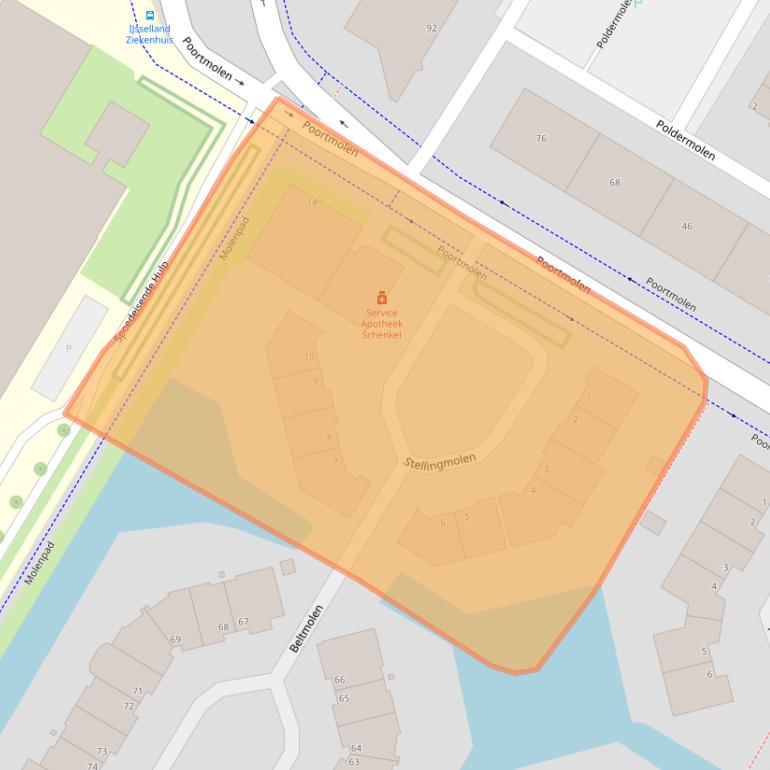 Kaart van postcodegebied 2906SH.