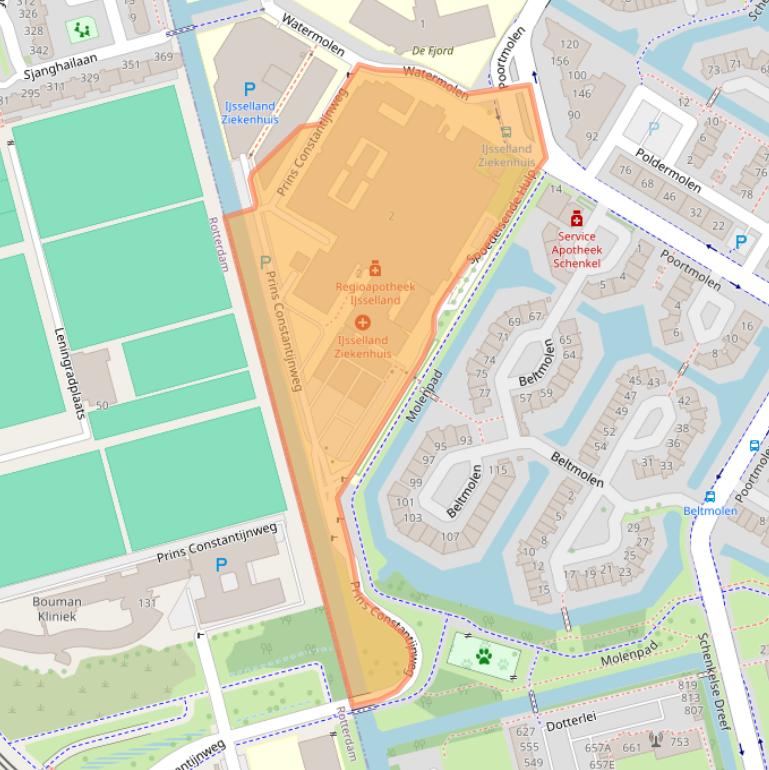 Kaart van postcodegebied 2906ZC.