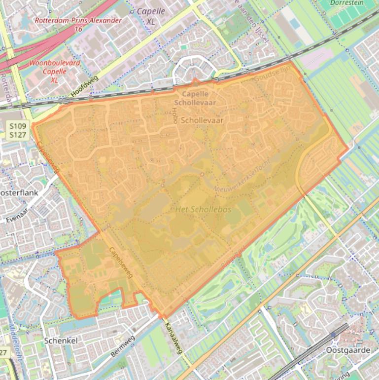 Kaart van postcodegebied 2907.