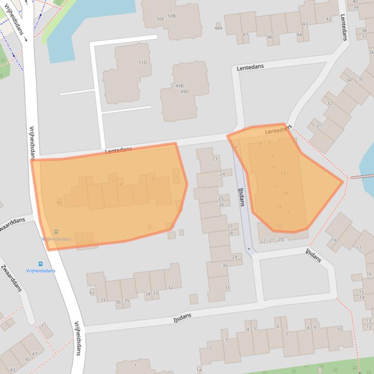 Kaart van postcodegebied 2907AW.