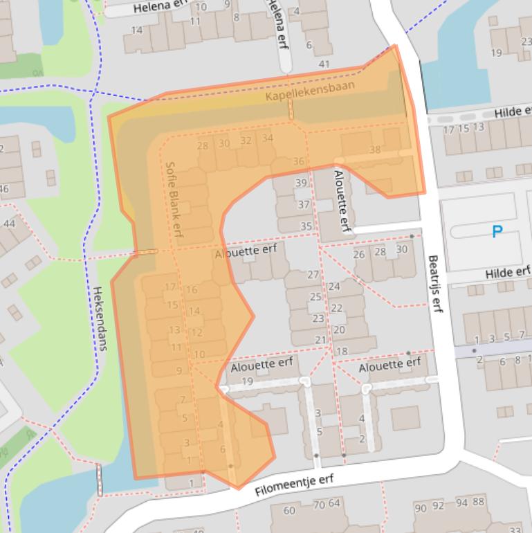 Kaart van postcodegebied 2907BE.
