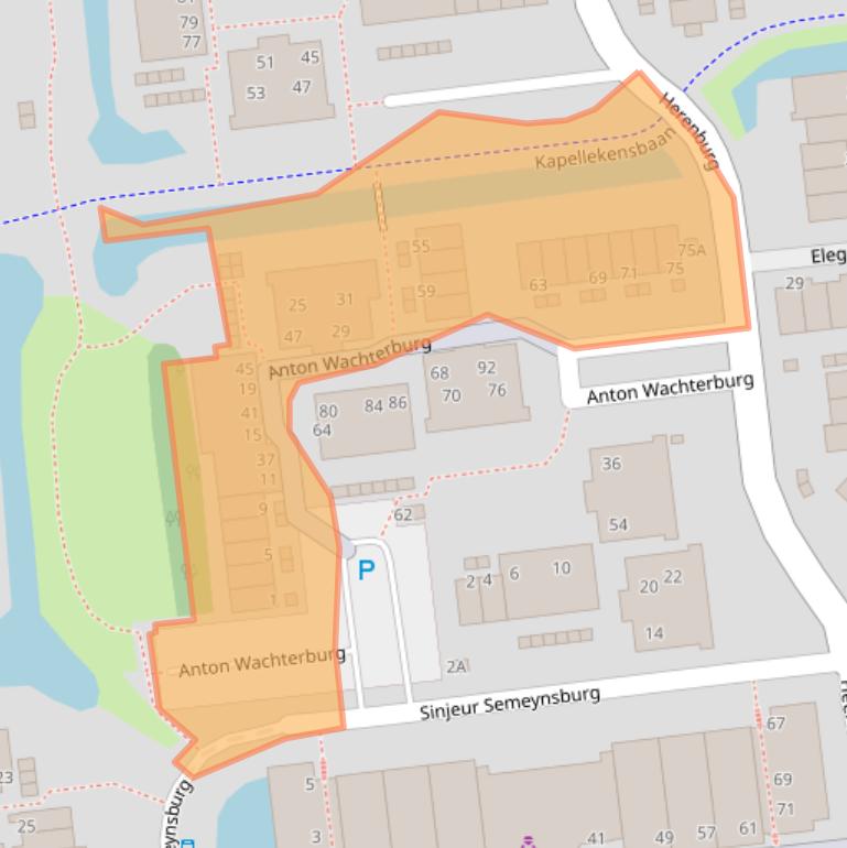 Kaart van postcodegebied 2907CA.