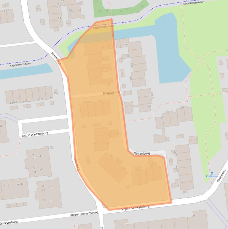 Kaart van postcodegebied 2907CC.